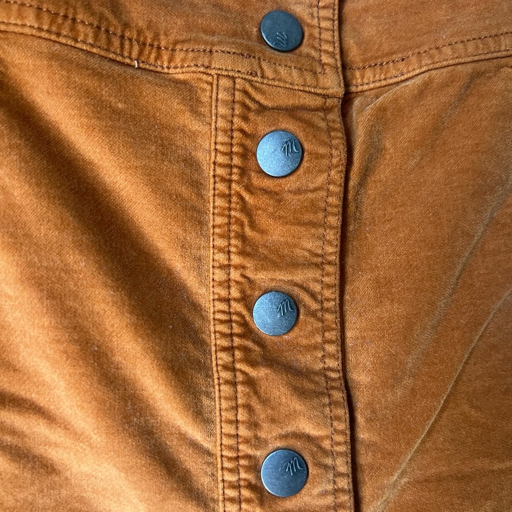 Madewell 🧡🍊 Orange Velveteen Button Front Skirt - Picture 8 of 13